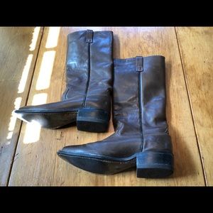 Pair of Acme cowboy boots brown leather size 91/2